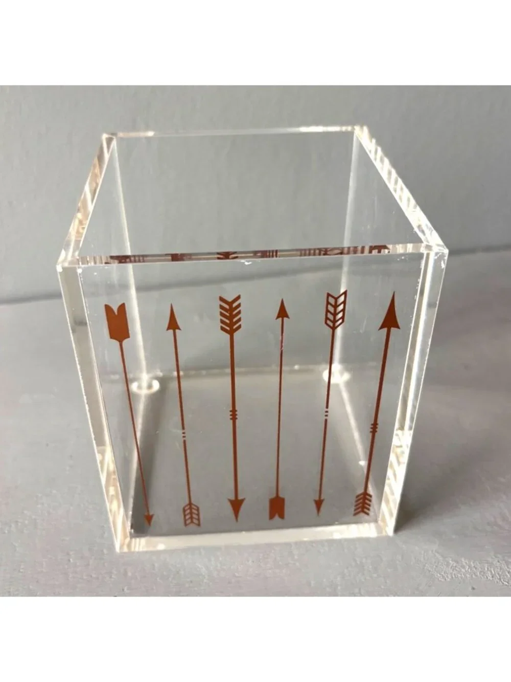 Archery Arrow Clear Acrylic Desk Organizer Pen Holder Makeup Brush Cup Lucite